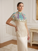 Women's Hand Embroidered Beaded Evening Cape | ibBan - Zera