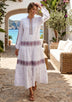 ibBan Premium Cotton Hand Embroidered Long Tunic Collar Dress | Boho Dress -Karin