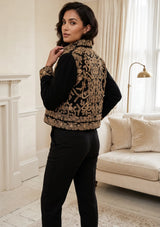 ibBan Luxury Black Jacket with Heavy Gold Hand Embroidery - Goldy Jacket