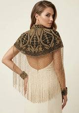 ibBan Black & Gold Beaded Net Neck Cape - Daina