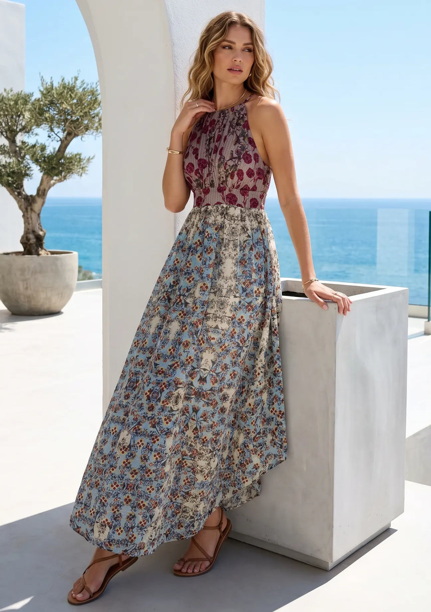 ibBan Lurex Cotton Printed Maxi Dress | Women's Resort & Summer Dress - Vasia