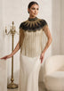 ibBan Black & Gold Hand Beaded Party Cape | Luxury Embroidered Evening Cape - Gunsa
