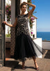 ibBan Hand Embroidered  Party Dress | Elegant Black Evening Dress - Fibala