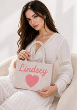 Women's Embroidered Canvas Tote Bag - Lindsey