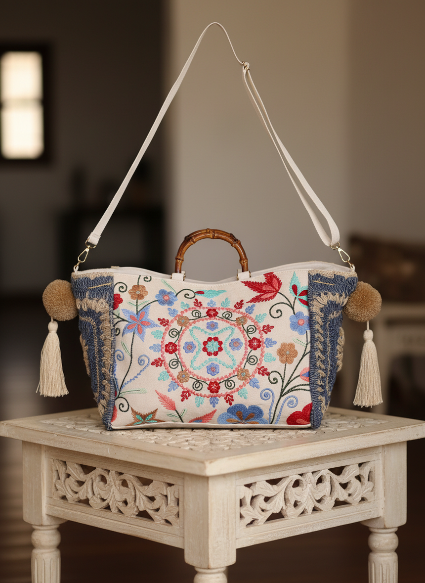 Bolso de Lona Bordado para Mujer - Farha