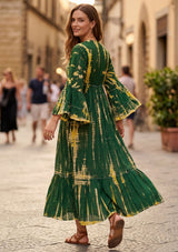 Maxivestido de lino de cuello redondo para mujer - Estilo tubo