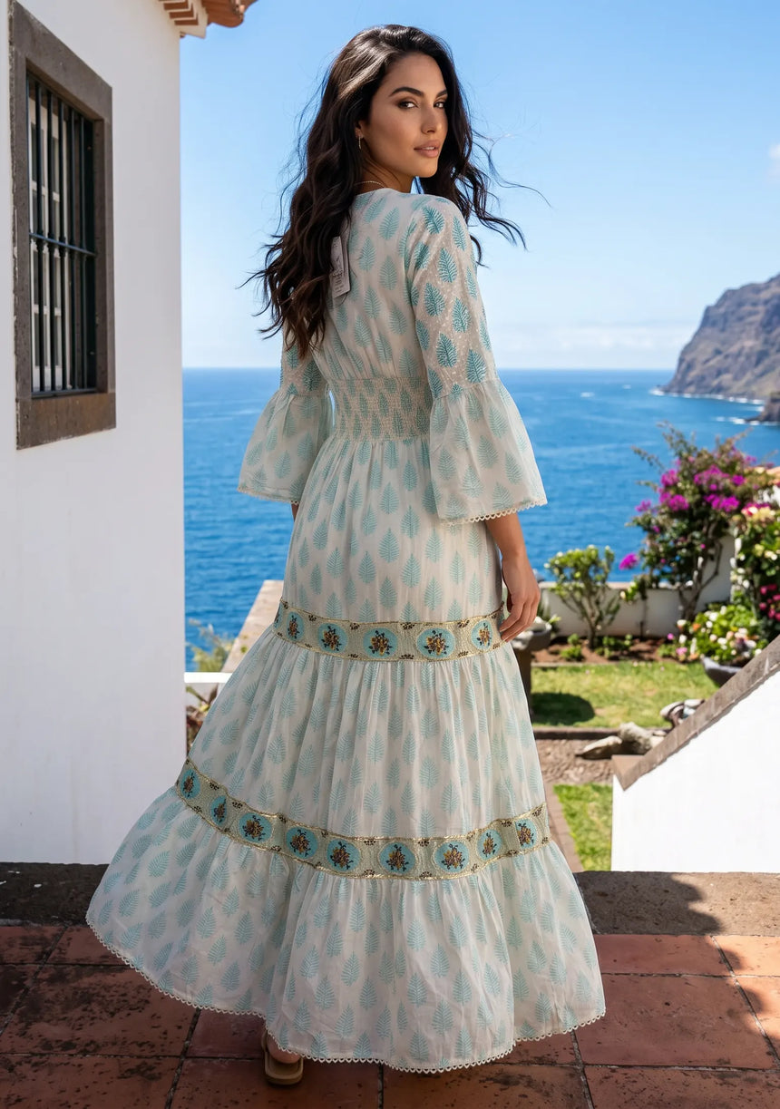 ibBan Summer Long Dress with Hand Embroidery | Elegant Maxi Dress - Tarra