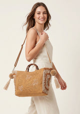Bolso de mano de lona bordado para mujer - Bea
