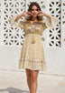 ibBan Printed Cotton Hand Embroidered Short Dress - Cheka