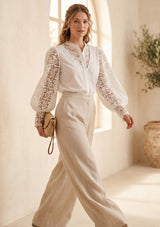 Minivestido de algodón con cuello en V para mujer - Roin