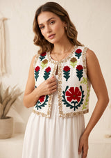 Women's Outing wear Open Front Round Neck Gilet - Ambir