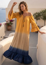 ibBan Tie-Dye Rayon Maxi Dress | Women's Boho Resort Summer Dress -Mania