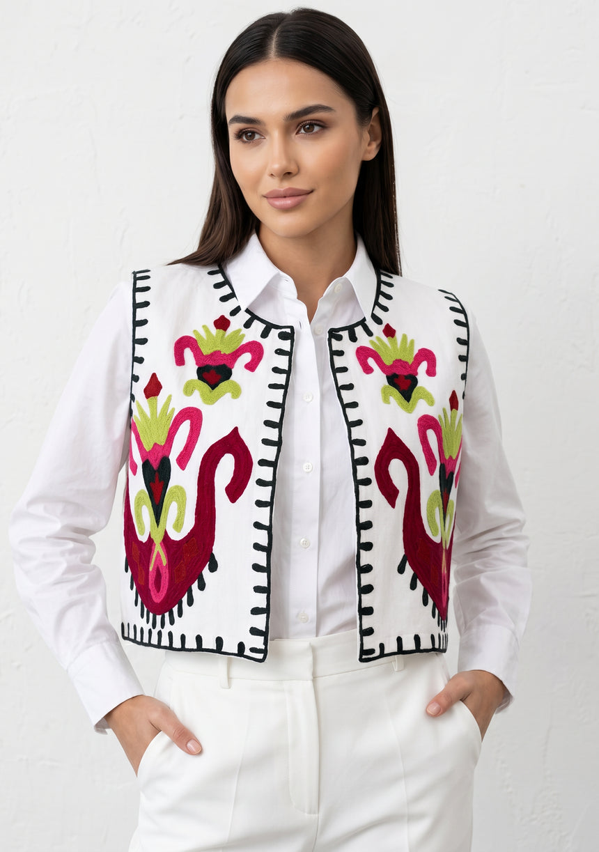 Women's Outing wear Open Front V-Neck Gilet - Sona