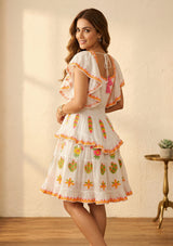 Minivestido de algodón con cuello cuadrado para mujer - Ava