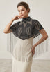 Women's Black Beaded Fringe Cape | Luxury Embroidered Cape by ibBan - Ela