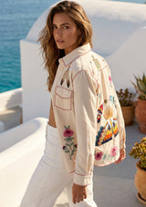 Premium Cotton  Fabric with Hand Embroidery Shirt Collar Neck- Gypsy