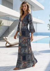 Boho Printed Cotton Long Dress for Women | ibBan Resort Collection - Rica