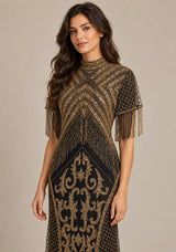 Women’s Party Long Dress with Gold Hand Embroidery - Sophie