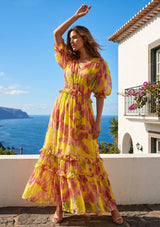 ibBan Printed Cotton Georgette Maxi Dress | Women's Summer Long Dress -Romilly