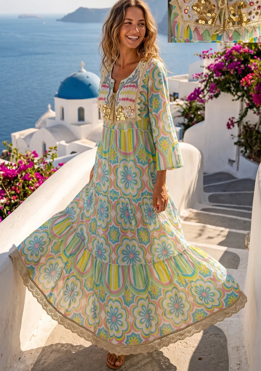 Long Printed Cotton Dress for Women | ibBan Summer Collection - Almia