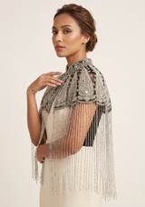 ibBan Black Hand Beaded Party Cape | Cape de soirée de luxe brodée - Mazi