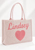 Women's Embroidered Canvas Tote Bag - Lindsey