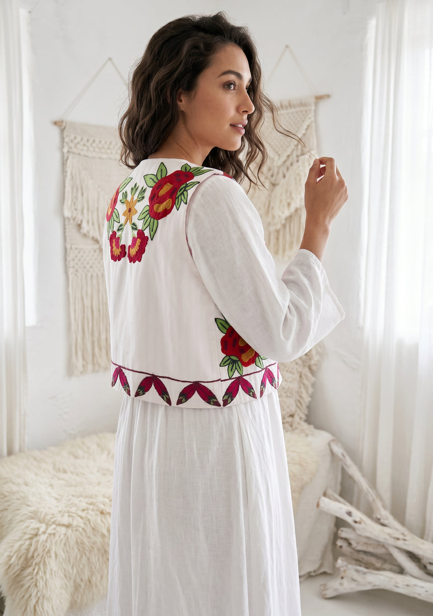Women's Outing wear Open Front Round Neck Gilet - Gypsy