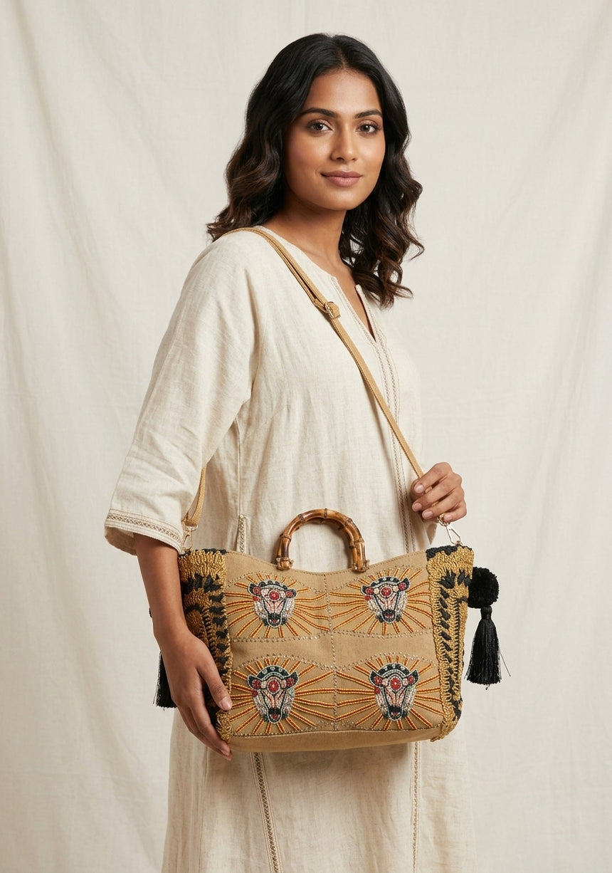 Bolso de lona bordado para mujer - Supirya