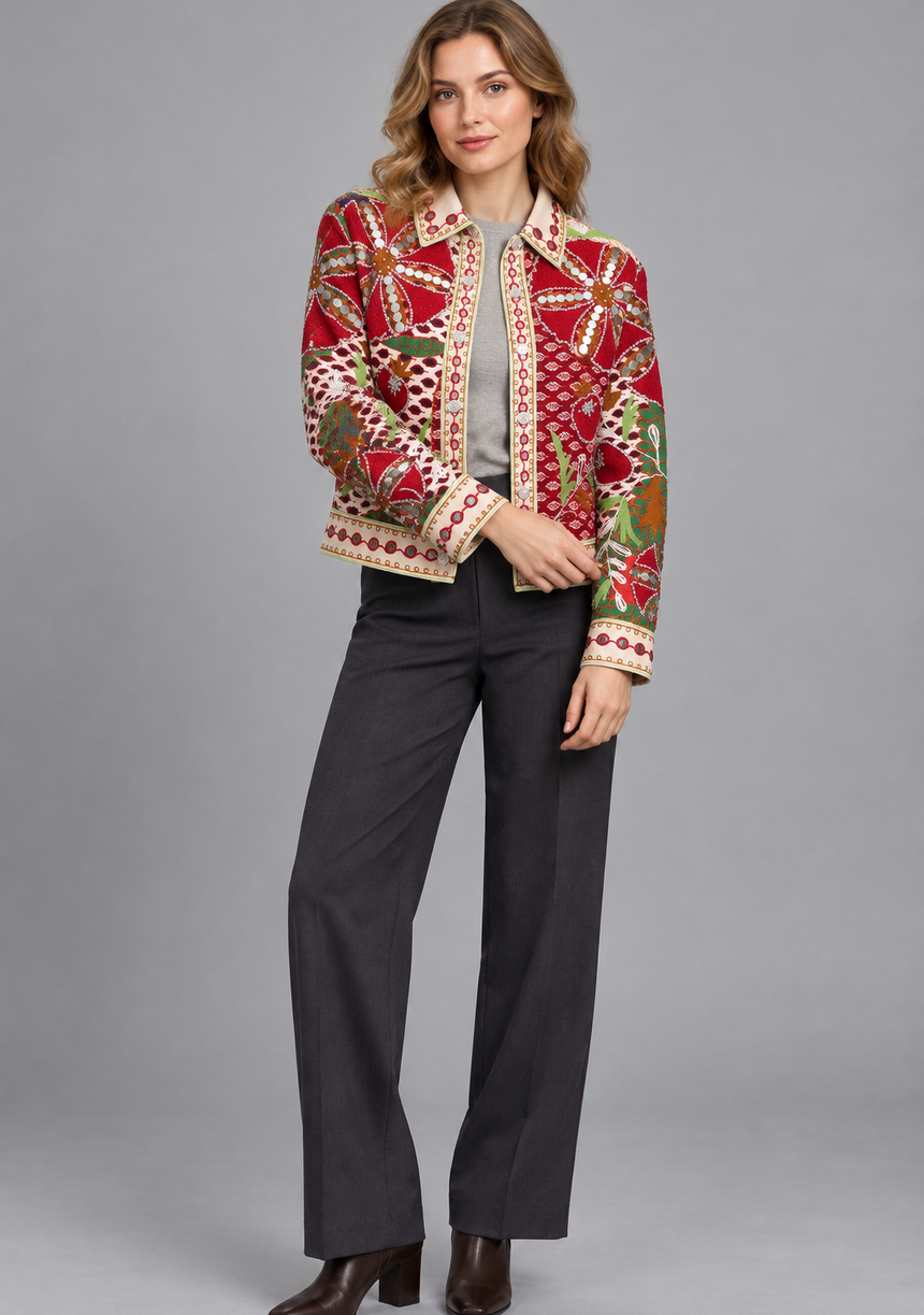 IbBan Embellished Cotton Canvas Jacket - Mariana
