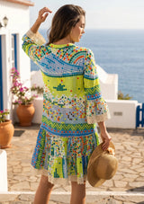 ibBan Premium Cotton Hand Embroidered Short Tunic Dress -Alimra