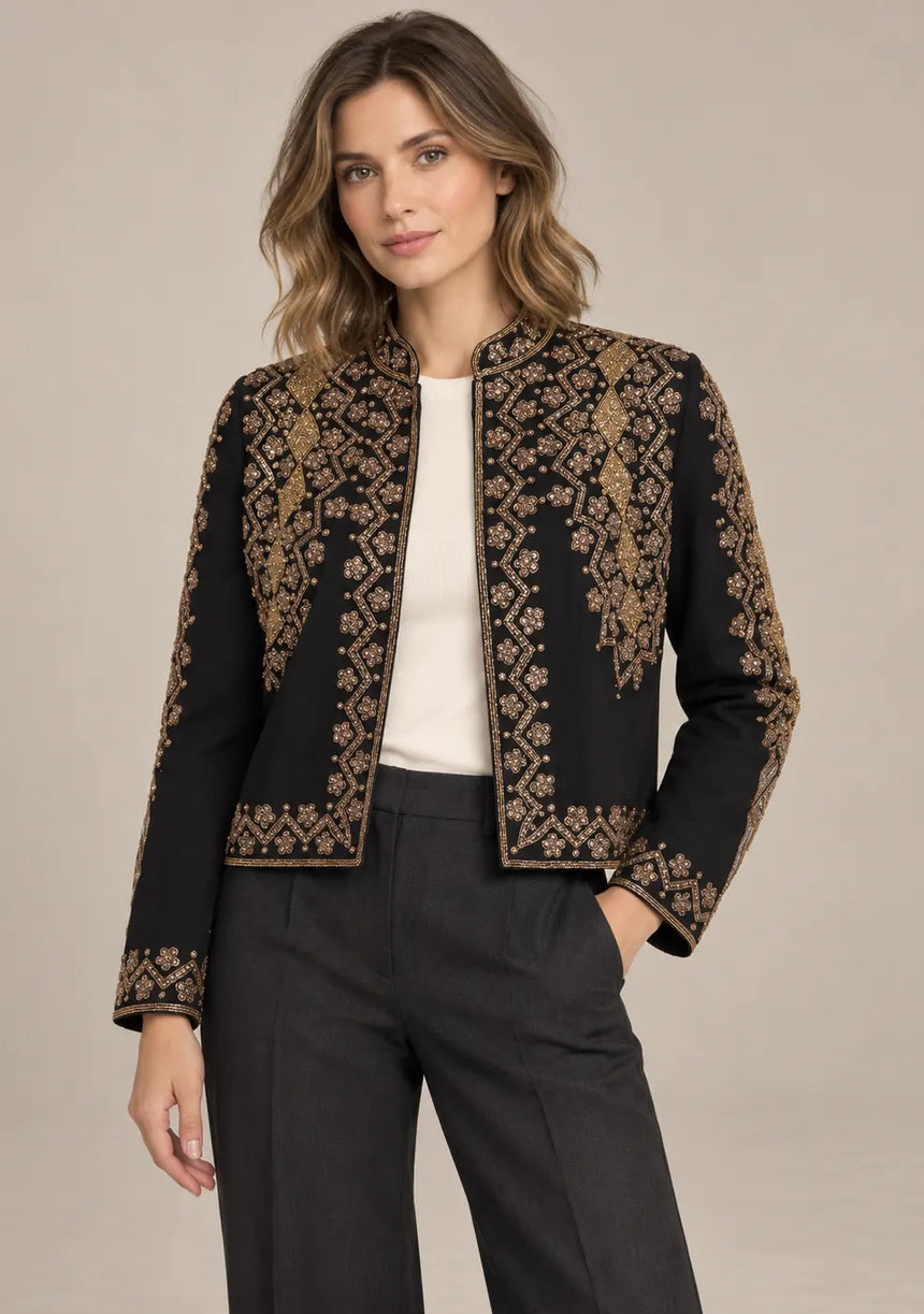 ibBan Women’s Jacket with Hand Embroidered Beadwork - Mabel