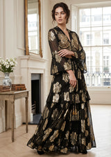 ibBan Hand Embroidered Cotton Lurex Skirt Blouse Set | Luxury Occasion Wear - Varsha
