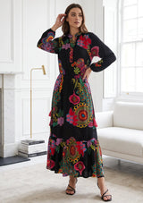 ibBan Women’s Black Multicolor Printed  Long Tunic - Asrar