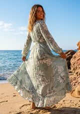 ibBan Hand Embroidered Cotton Maxi Dress | Women's Summer Floral Dress - Anali