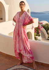 Women's Cotton Tidey Maxi Dress - Kira Pink Dress