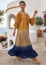ibBan Tie-Dye Rayon Maxi Dress | Women's Boho Resort Summer Dress -Mania