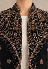 ibBan Women’s Black Mesh Jacket with Hand Embroidered - Jordyan