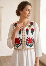 Women's Outing wear Open Front Round Neck Gilet - Ambir