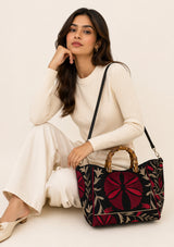 Bolso de mano de lona bordado para mujer - Mona