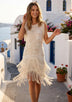 ibBan Women's Hand Embroidered Cotton Fringe Dress -Lizi