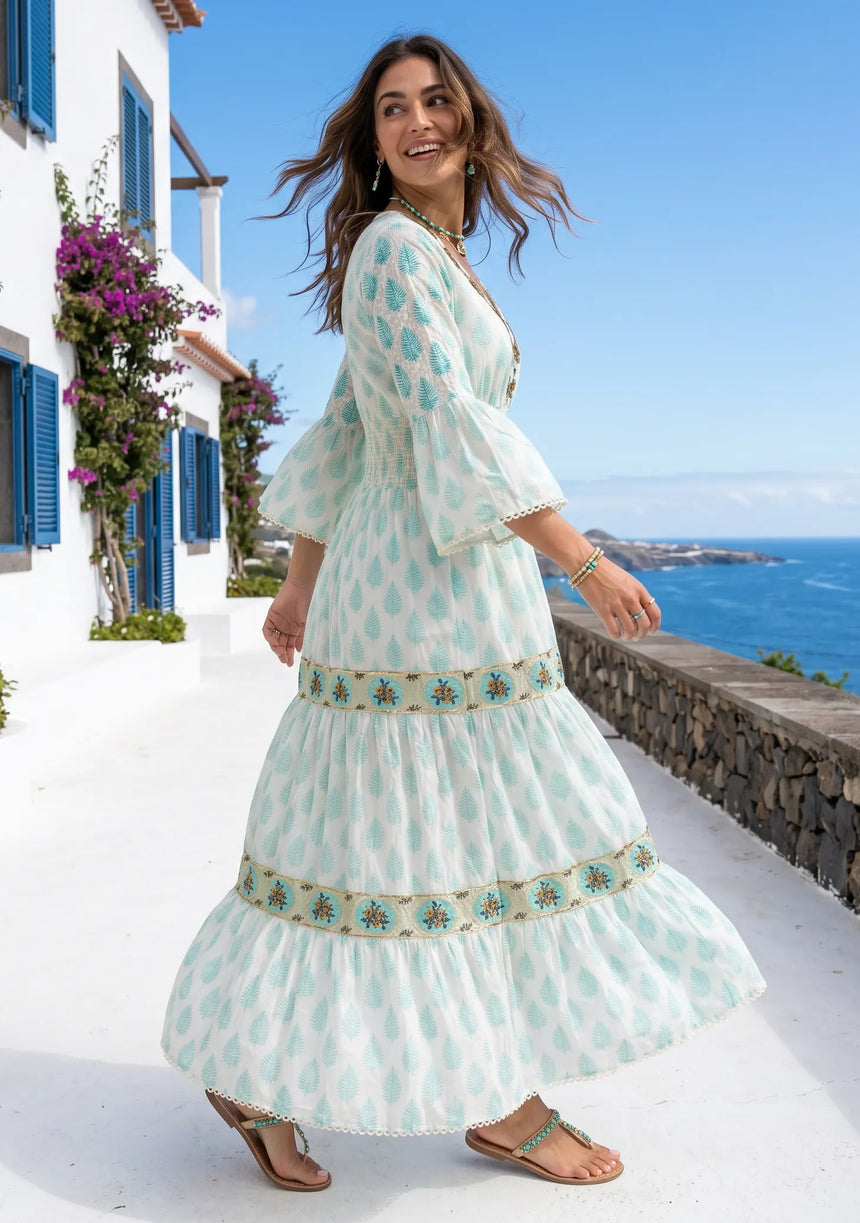 ibBan Summer Long Dress with Hand Embroidery | Elegant Maxi Dress - Tarra