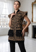 ibBan Luxury Black Vest Coat with Heavy Gold Hand Embroidery - Goldy Vest Coat