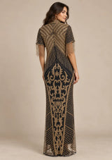 Women’s Party Long Dress with Gold Hand Embroidery - Sophie