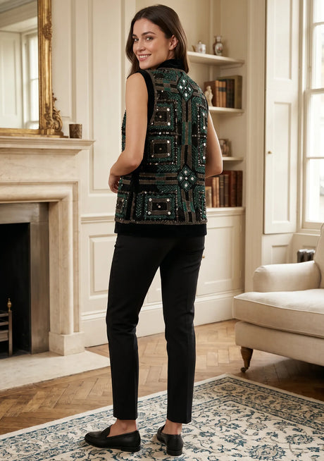 ibBan Women's Hand Embroidered Gilet | Luxury Designer Gilet - Anum