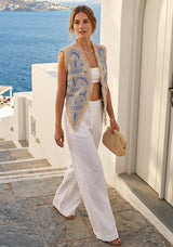 Women's Outing wear Open Front V-Neck Gilet - Perla