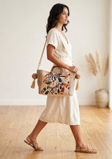 Bolso de lona bordado para mujer - León
