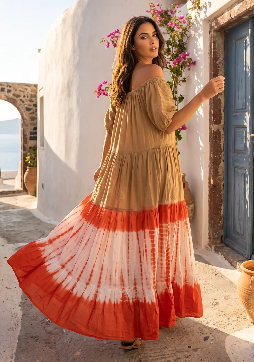 ibBan Tie-Dye Rayon Maxi Dress for Women - Rizka