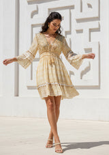 ibBan Printed Cotton Hand Embroidered Short Dress - Cheka