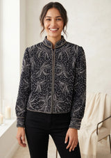 ibBan Luxury Heavy Hand Embroidered Winter Jacket | Women's Designer Statement Jacket - Idli