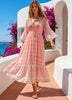 ibBan Hand Embroidered Long Cotton Maxi Dress - Chek Print